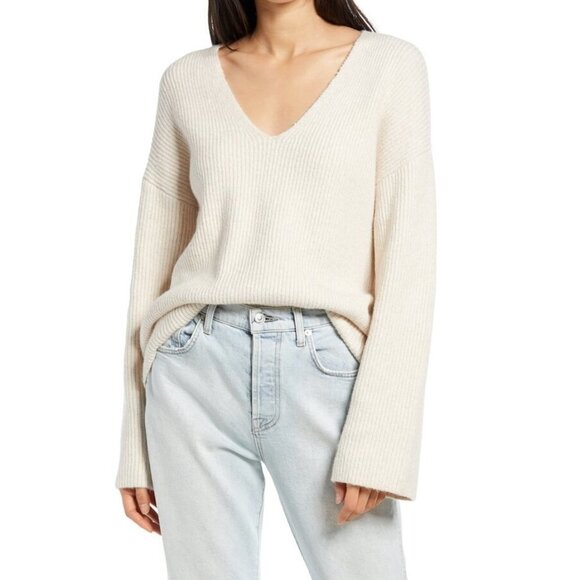 NWT Treasure & Bond V-Neck Rib Pullover Sweater M - Picture 1 of 5